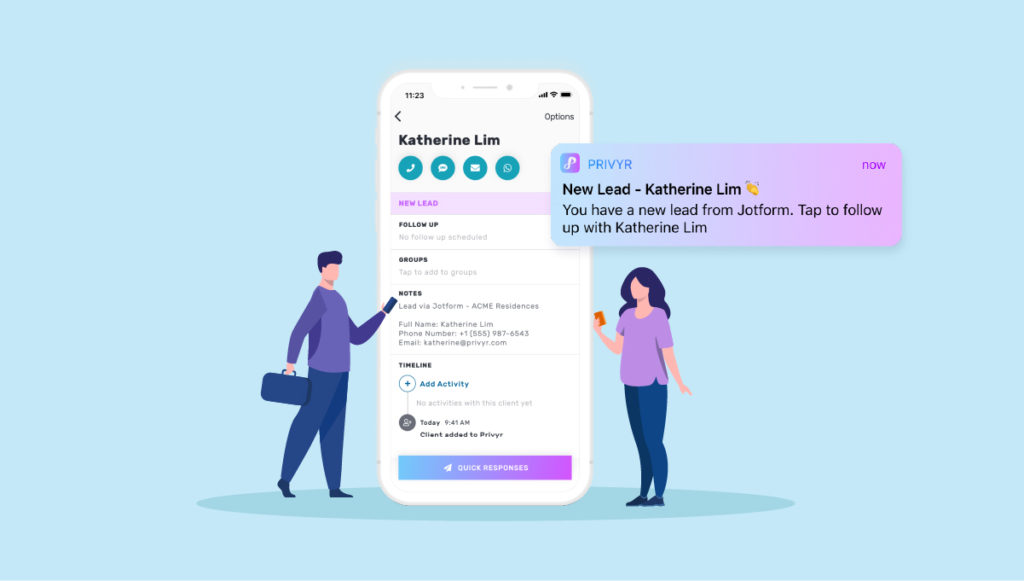 Receive Jotform leads on your phone with Privyr