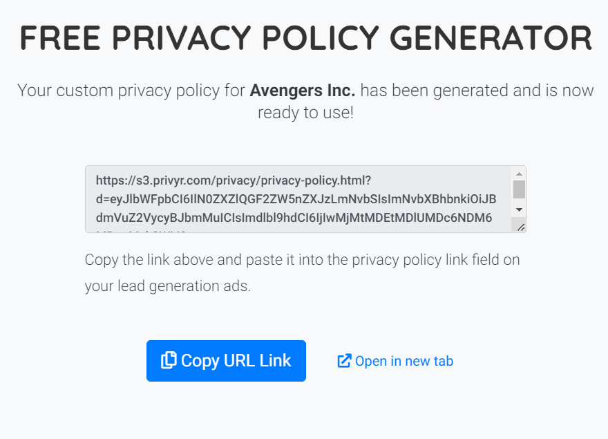 custom privacy policy