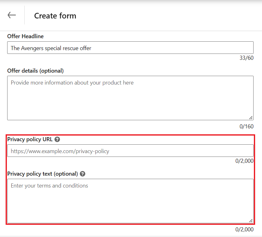 Linkedin privacy policy form