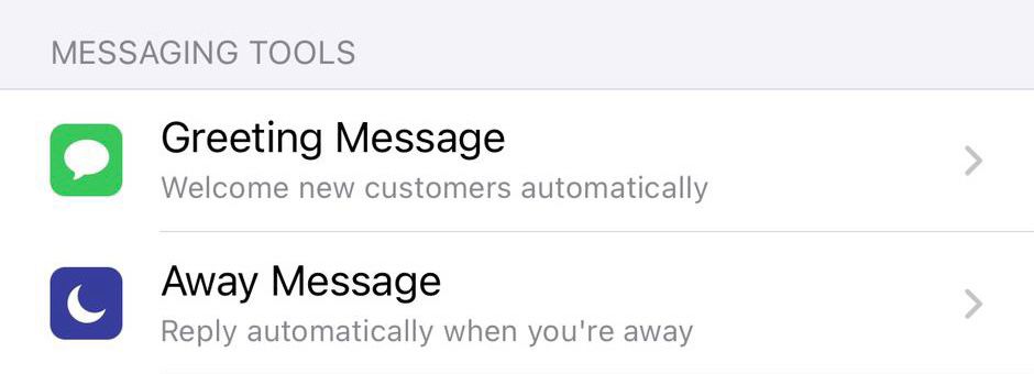 On the WhatsApp Business application, there are two kinds of autoresponders: Greeting Message and Away Message.