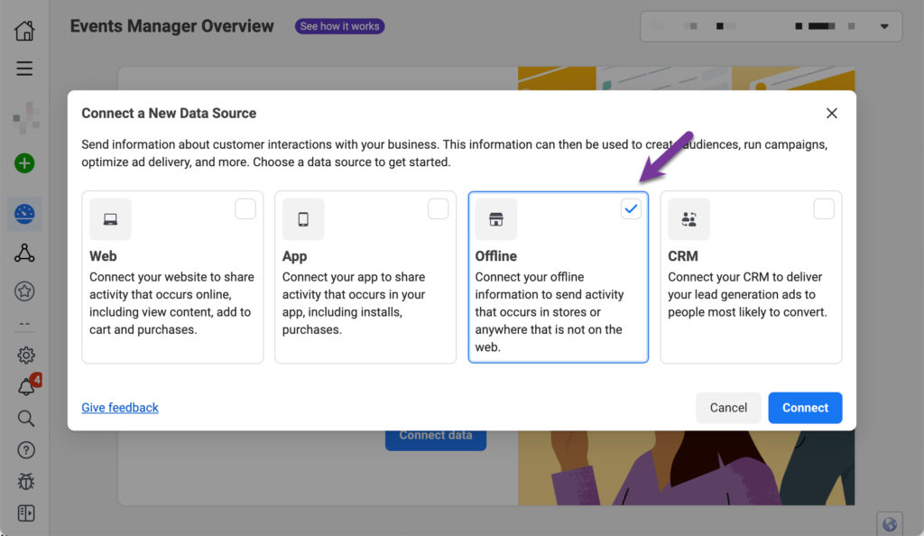 how to create offline event set in meta events manager